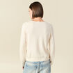 Pull col v manches longues en coton creme femme