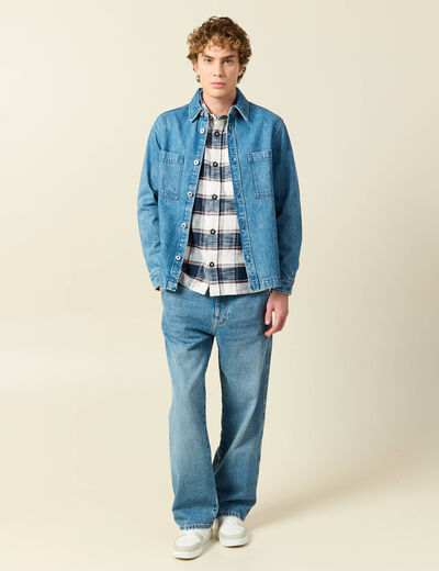 Surchemise en jeans coton coupe droite denim double stone homme