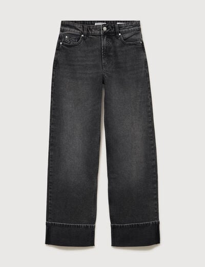 Jeans straight taille standard denim gris femme