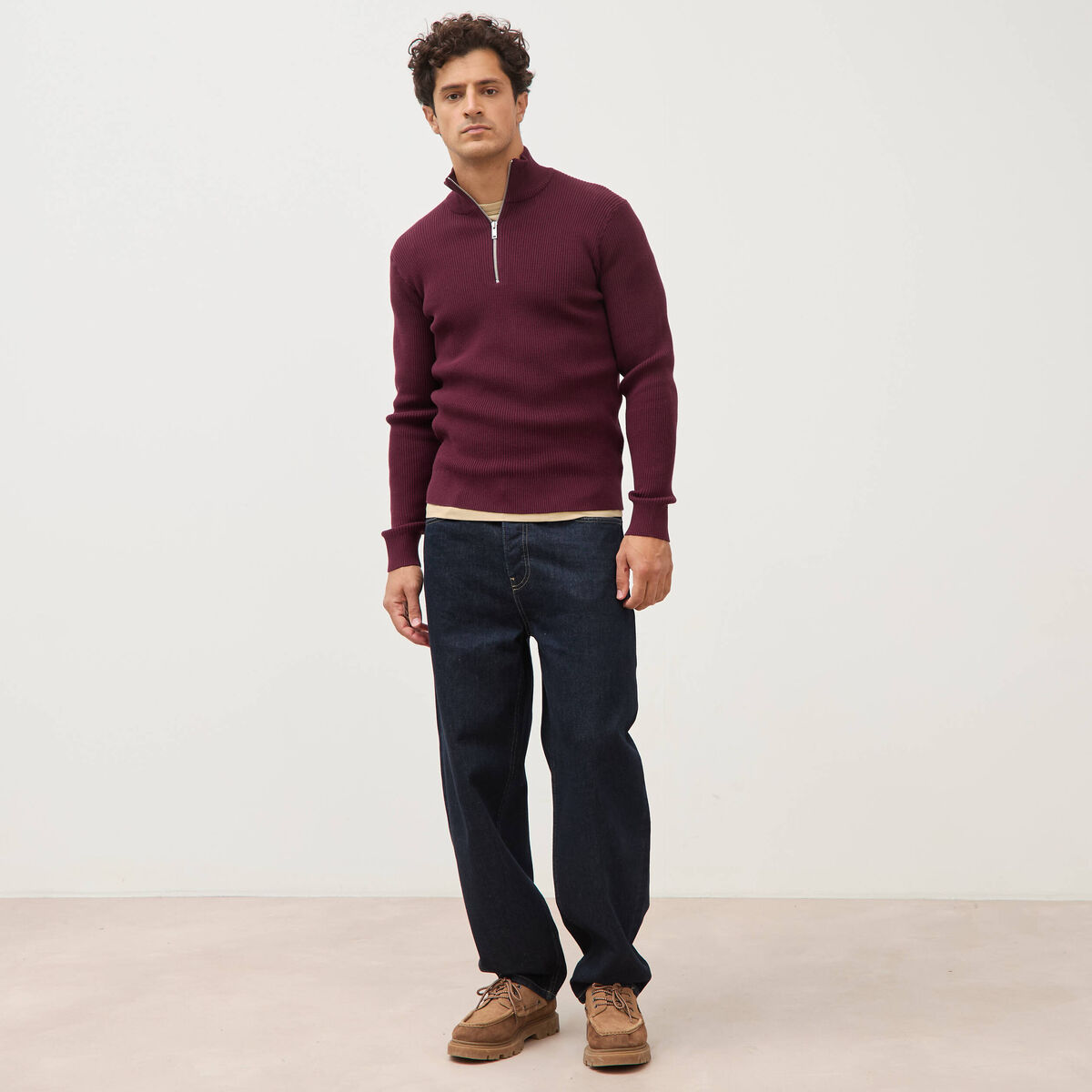 Pull col camionneur prune homme