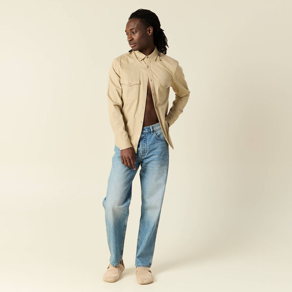 Chemise manches longues beige homme