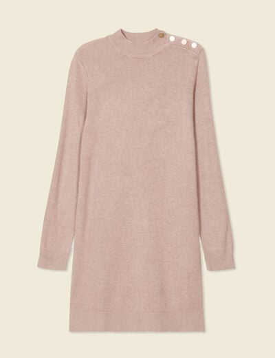 Robe pull droite col montant taupe femme