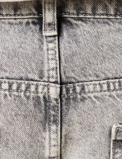 Jeans large 5 poches longueur 32 denim snow gris homme