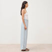 Pantalon large taille haute ceinture bleu ciel femme