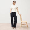 Pantalon standard fluide bleu marine femme