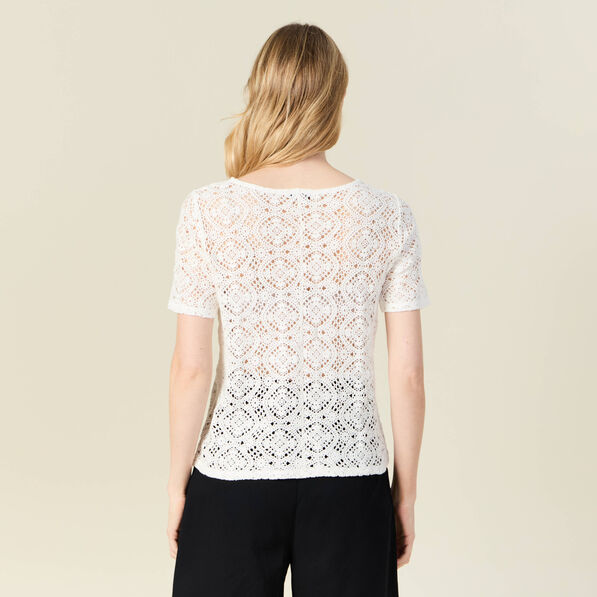 T-shirt manches courtes ecru femme