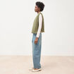 Gilet droit sans manches col rond vert kaki femme