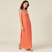 Robe longue droite satin orange foncé femme