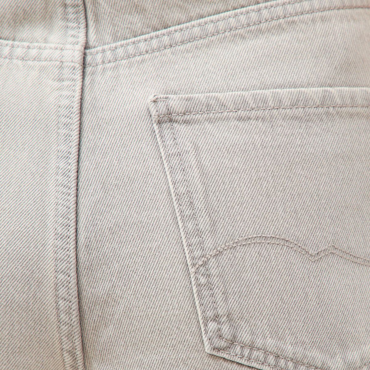 Bermuda large taille haute en coton denim gris clair femme