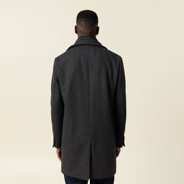 manteau ajuste boutonne gris fonce homme Manteau ajusté boutonné gris foncé homme