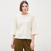 Sweat col rond manches 3/4 brillant ecru femme