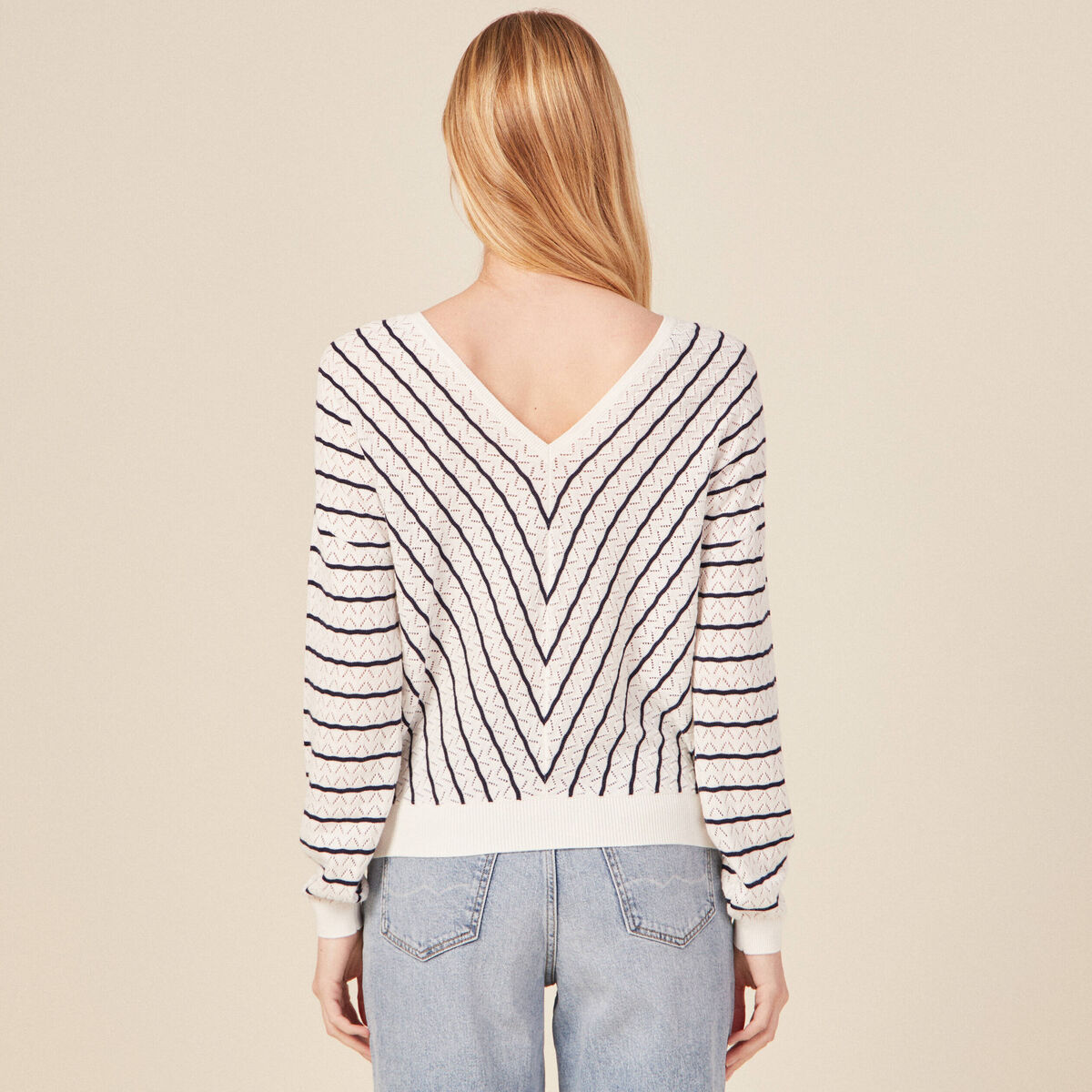 Pull manches longues ecru femme