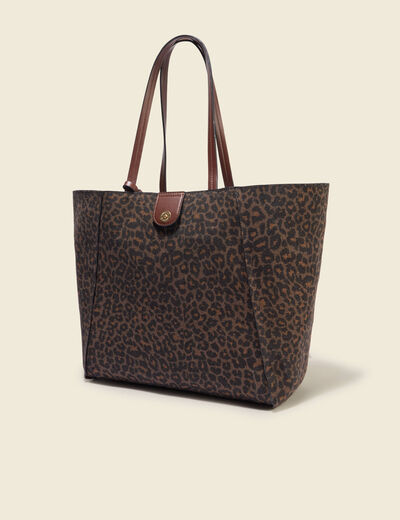 Cabas bandouli&egrave;re avec doublure marron fonc&eacute; femme