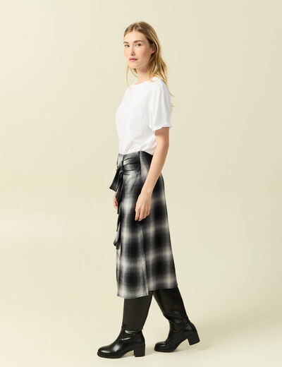 Jupe &eacute;vas&eacute;e en coton noir femme