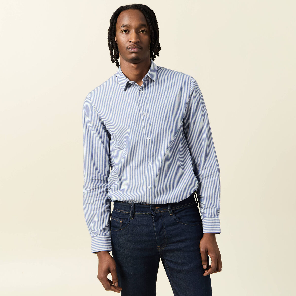 Chemise manches longues bleu marine homme