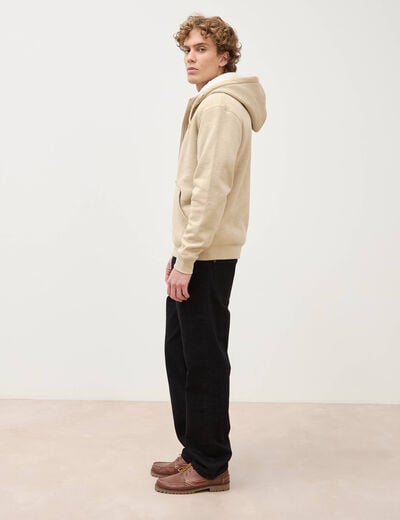 Sweat manches longues zipp&eacute; beige homme