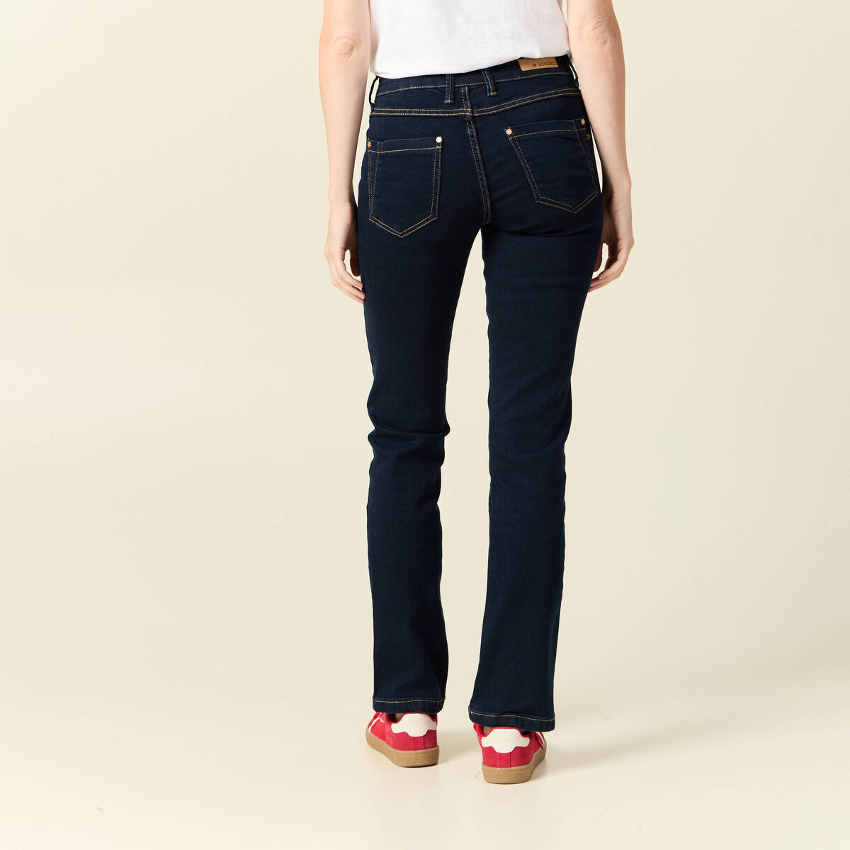 Jeans regular 5 poches denim brut rinse femme