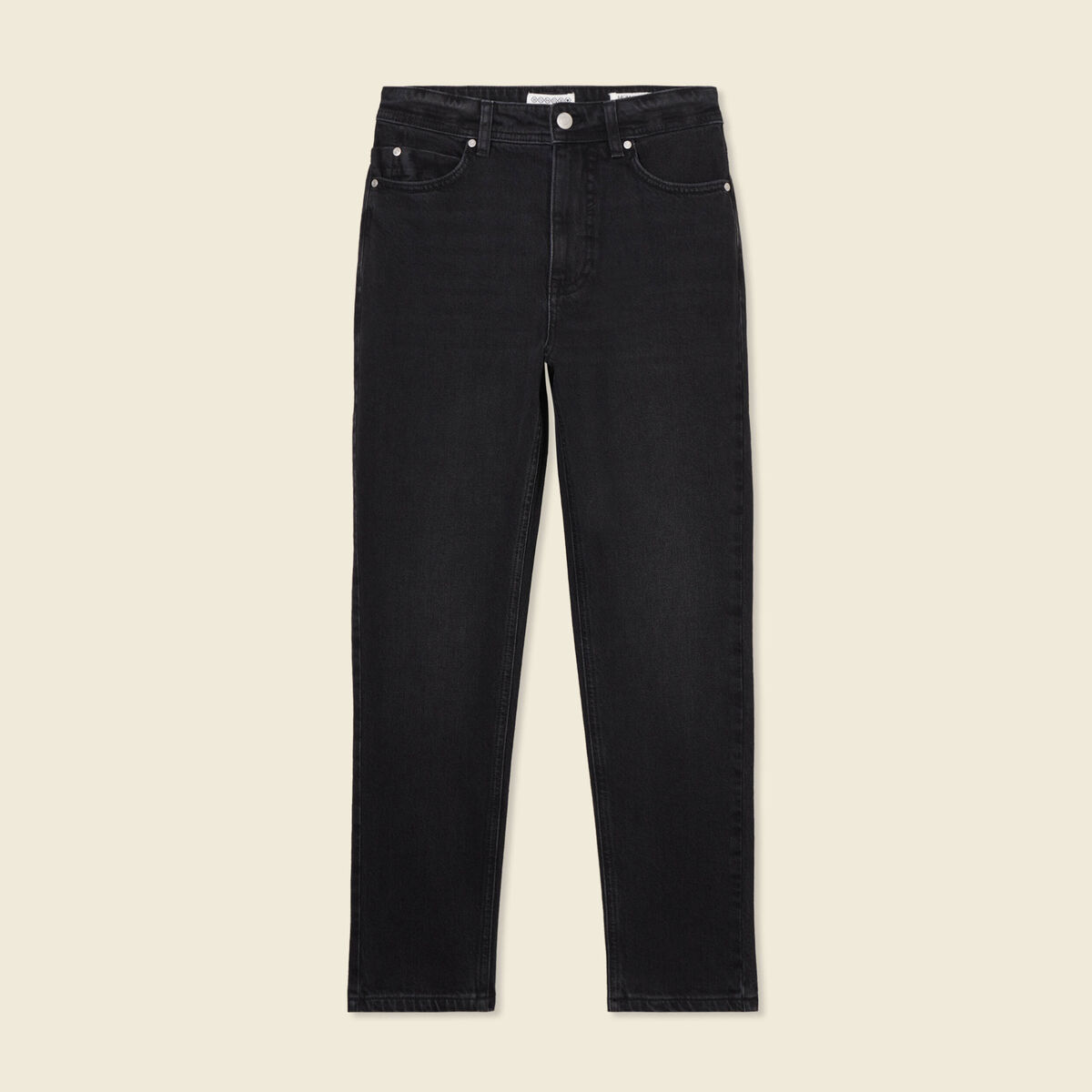 Jeans mom slim denim noir femme