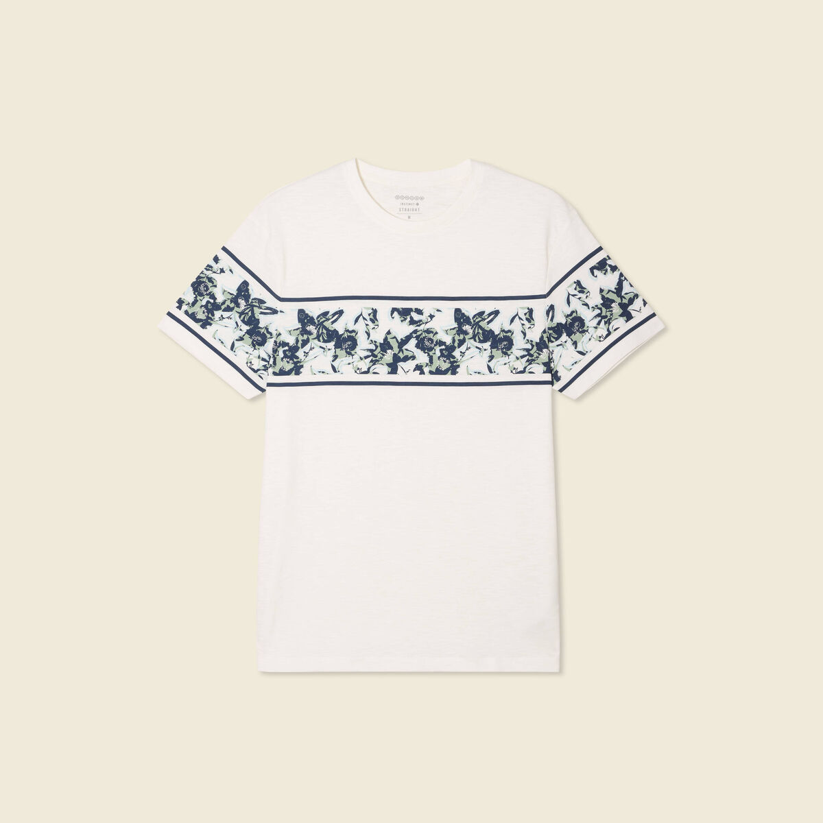 T-shirt coupe droite en coton col rond bleu ciel homme