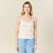 Débardeur tricot ajouré creme femme
