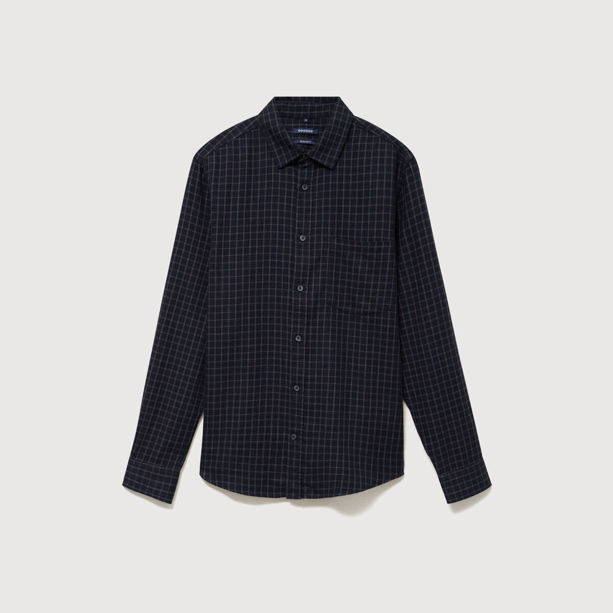 Chemise manches longues en coton bleu marine homme