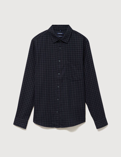 Chemise manches longues en coton bleu marine homme