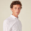 Chemise cintr&eacute;e en coton manches longues blanc homme