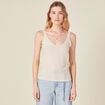 Pull débardeur bretelles ecru femme