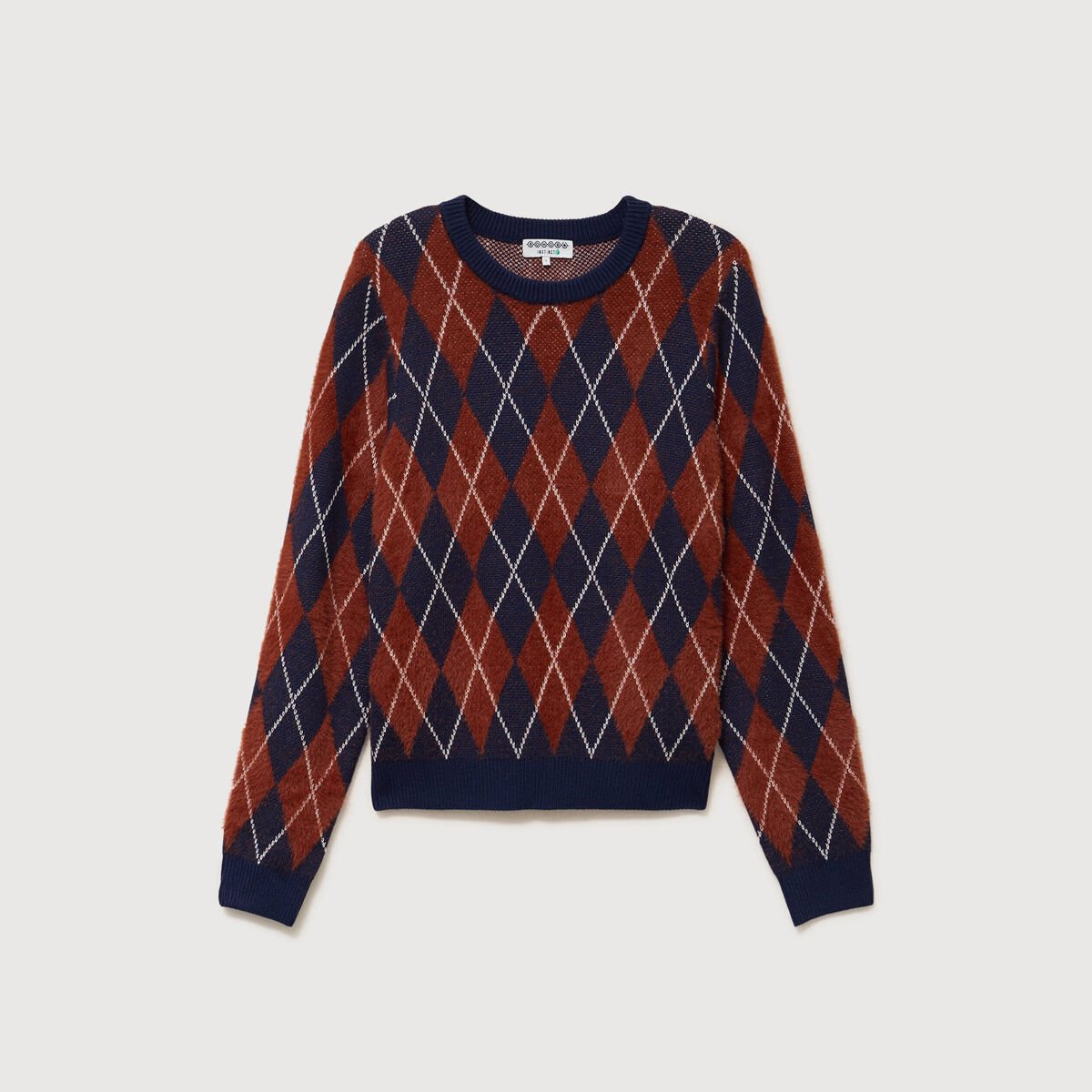 Pull droit manches longues col rond orange citrouille femme