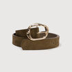Ceinture large en cuir vert olive femme