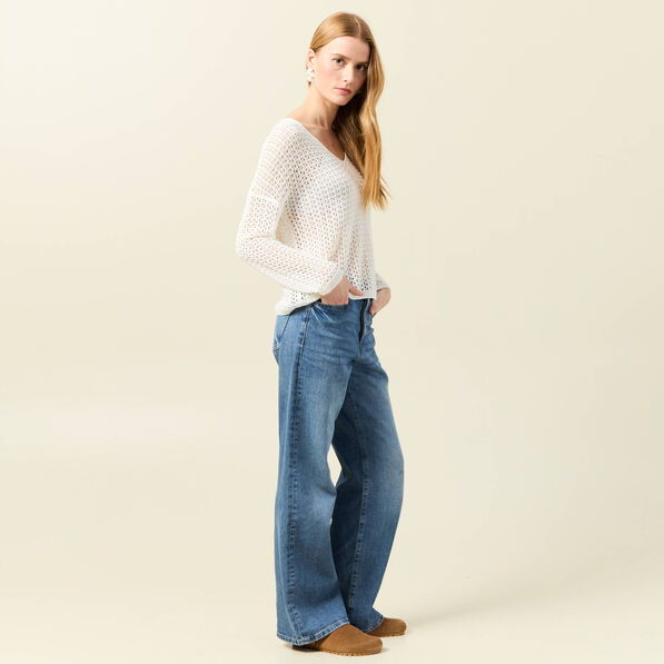 pull manches longues ajoure ecru femme Pull manches longues ajouré ecru femme