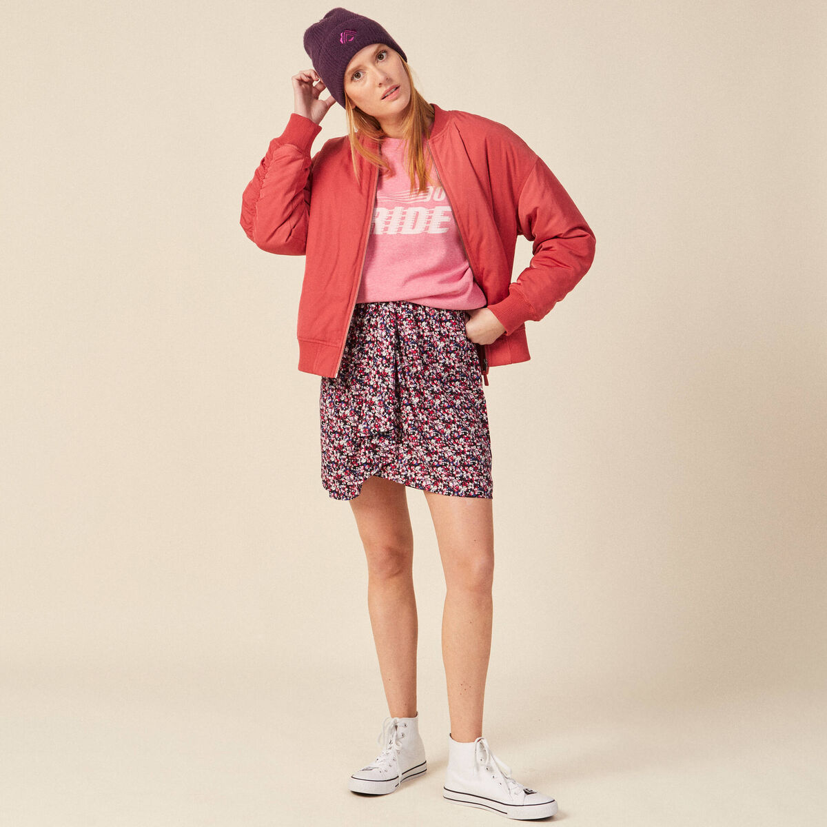 Jupe droite fluide noir femme