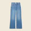 Jeans flare boutonn&eacute; denim brut femme