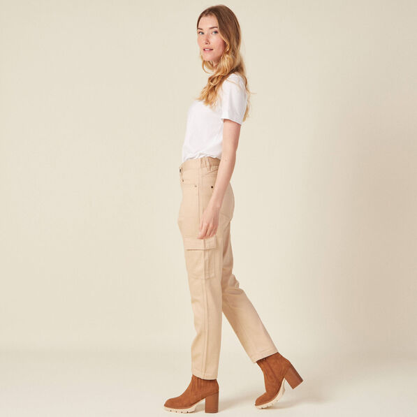 Pantalon cargo beige femme