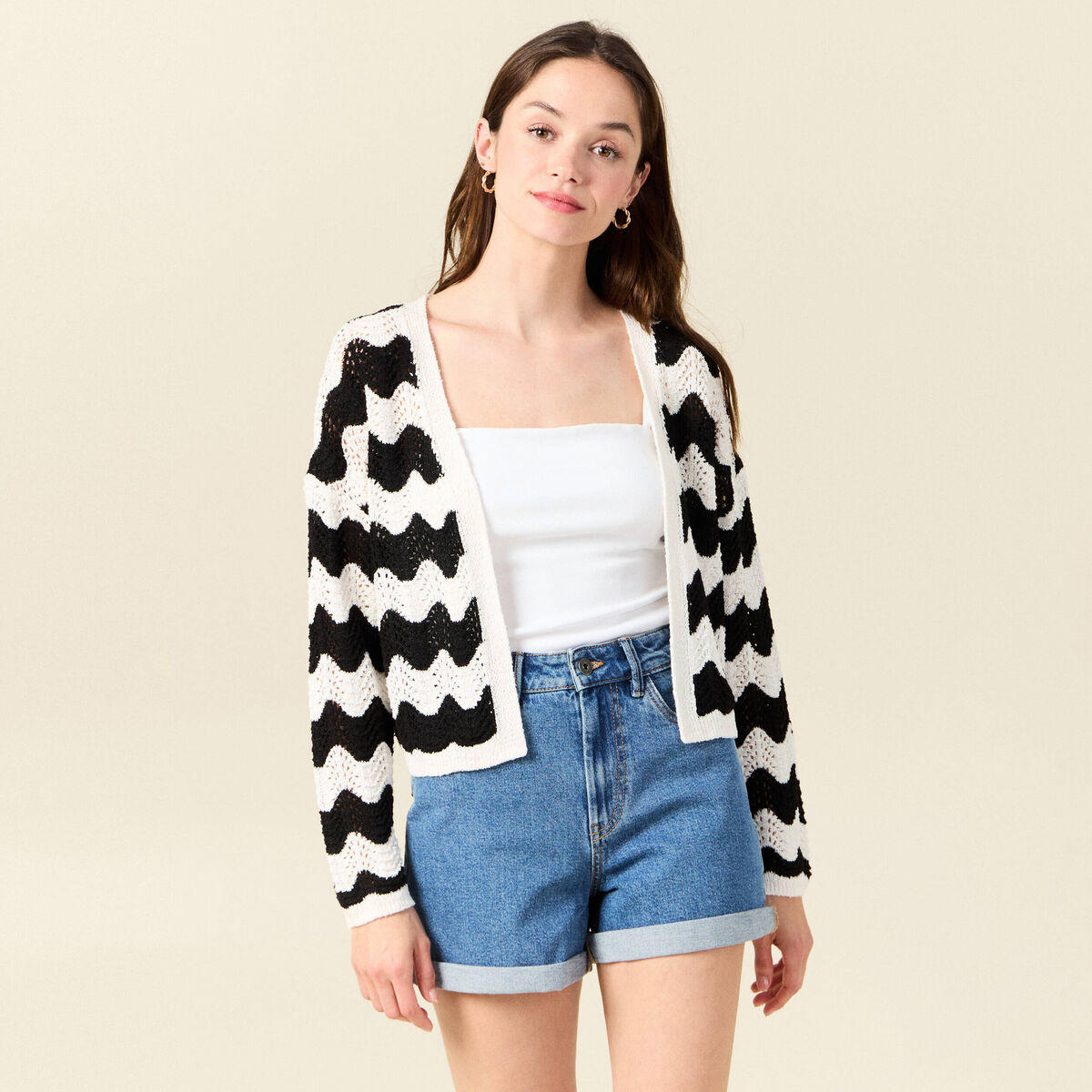 Gilet ajouré éco-responsable noir femme
