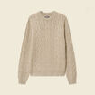 Pull col rond beige homme