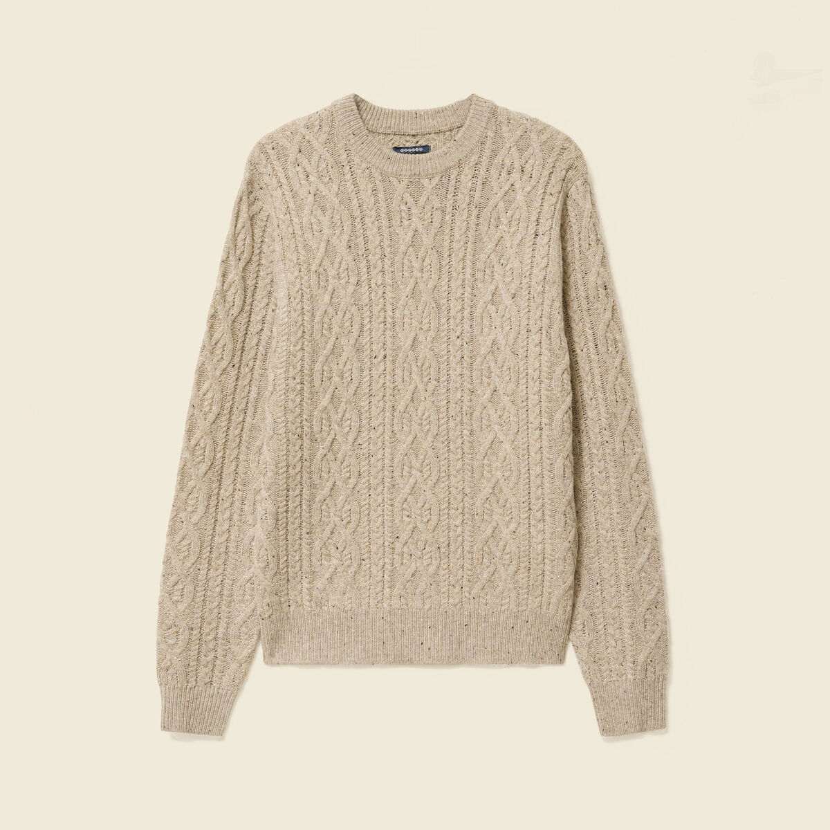 Pull col rond beige homme
