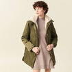 Parka droite à capuche vert kaki femme