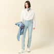 Jeans slim taille haute denim bleach femme
