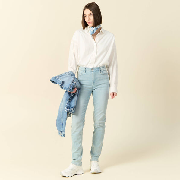jeans slim taille haute denim bleach femme Jeans slim taille haute denim bleach femme