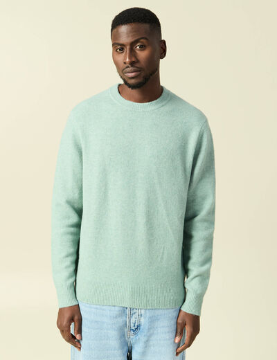 Pull manches longues col rond vert pastel homme