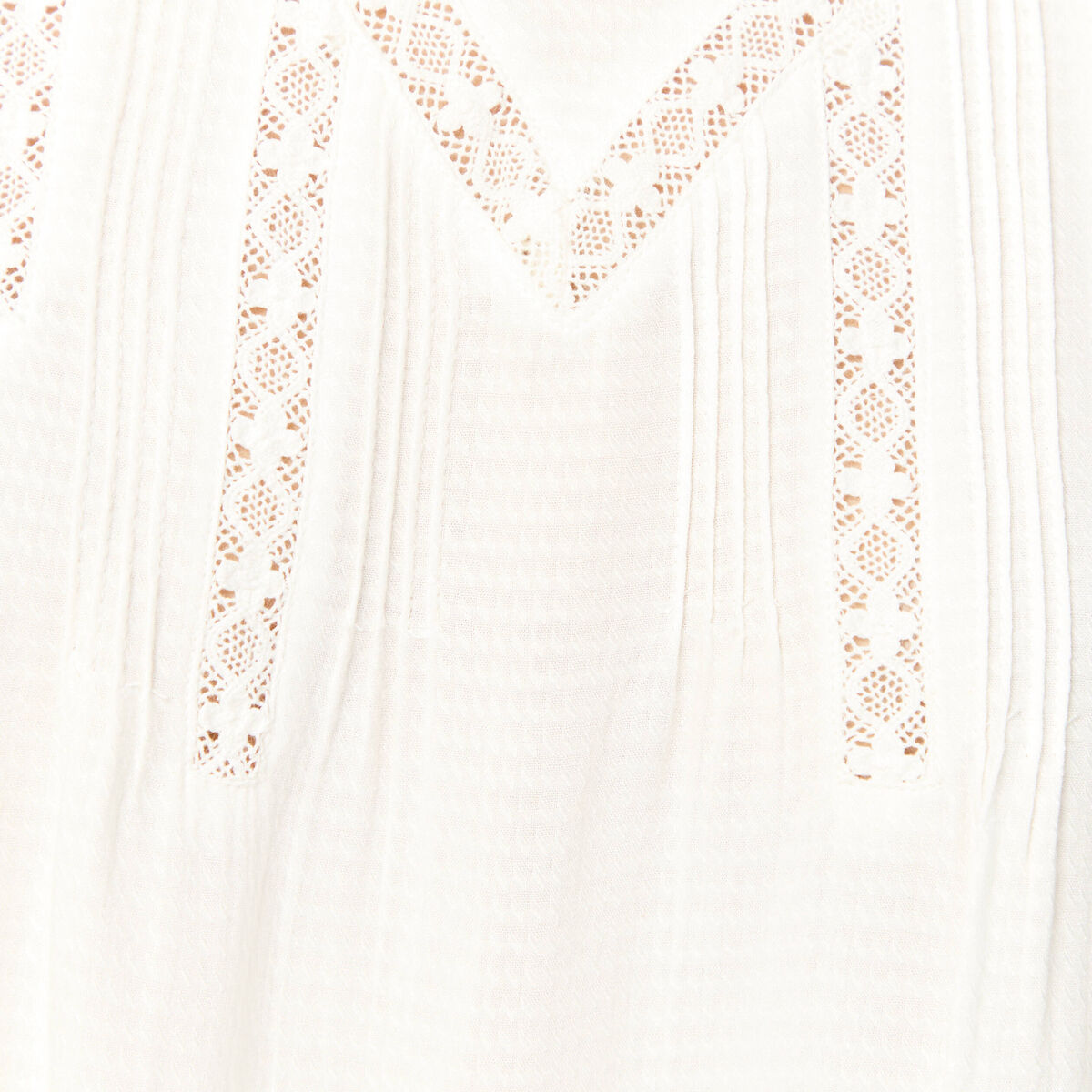Blouse manches courtes col rond ecru femme
