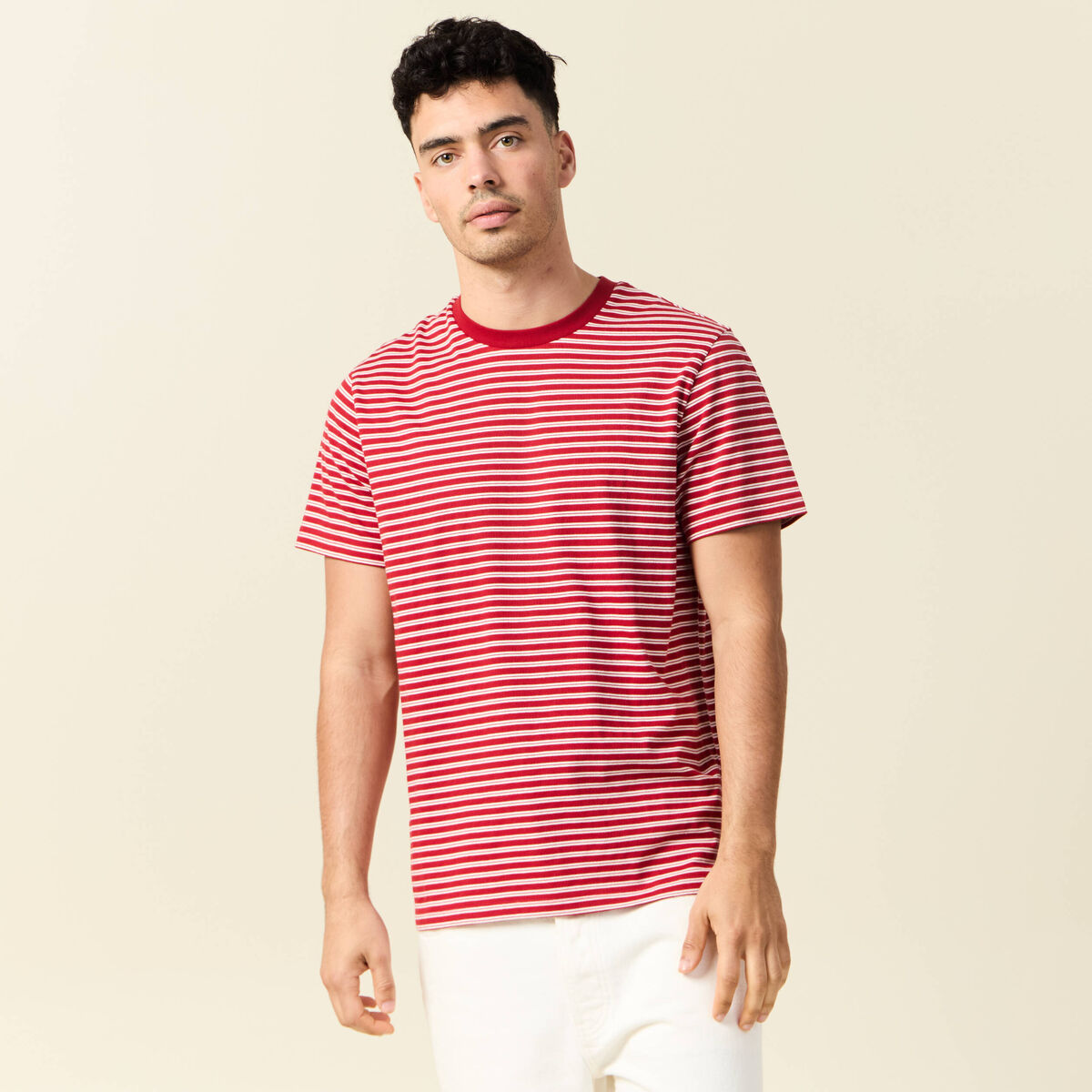T-shirt manches courtes rouge foncé homme
