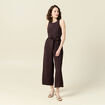 Combinaison pantalon large marron foncé femme