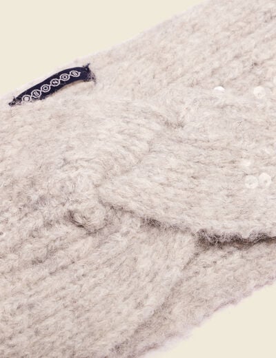 Bandeau tricoté sequins gris femme