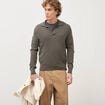 Pull manches longues vert fonc&eacute; homme