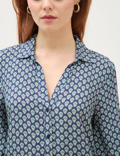 Blouse manches longues bleu marine femme