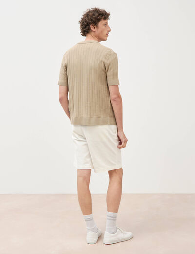 Chemise en coton manches courtes beige homme