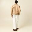 Blouson droit court &agrave; col classique marron homme