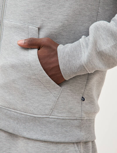 Sweat ample &agrave; capuche manches longues gris clair homme